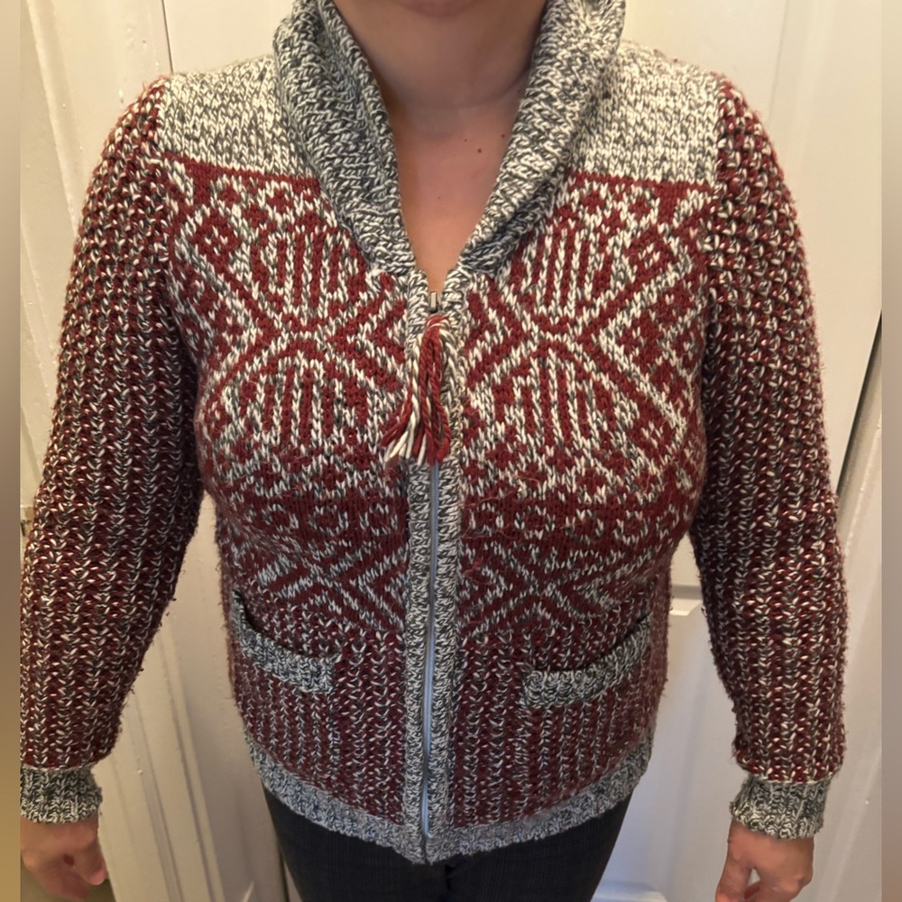 Vintage Roots Red and Gray Women's Cardigan